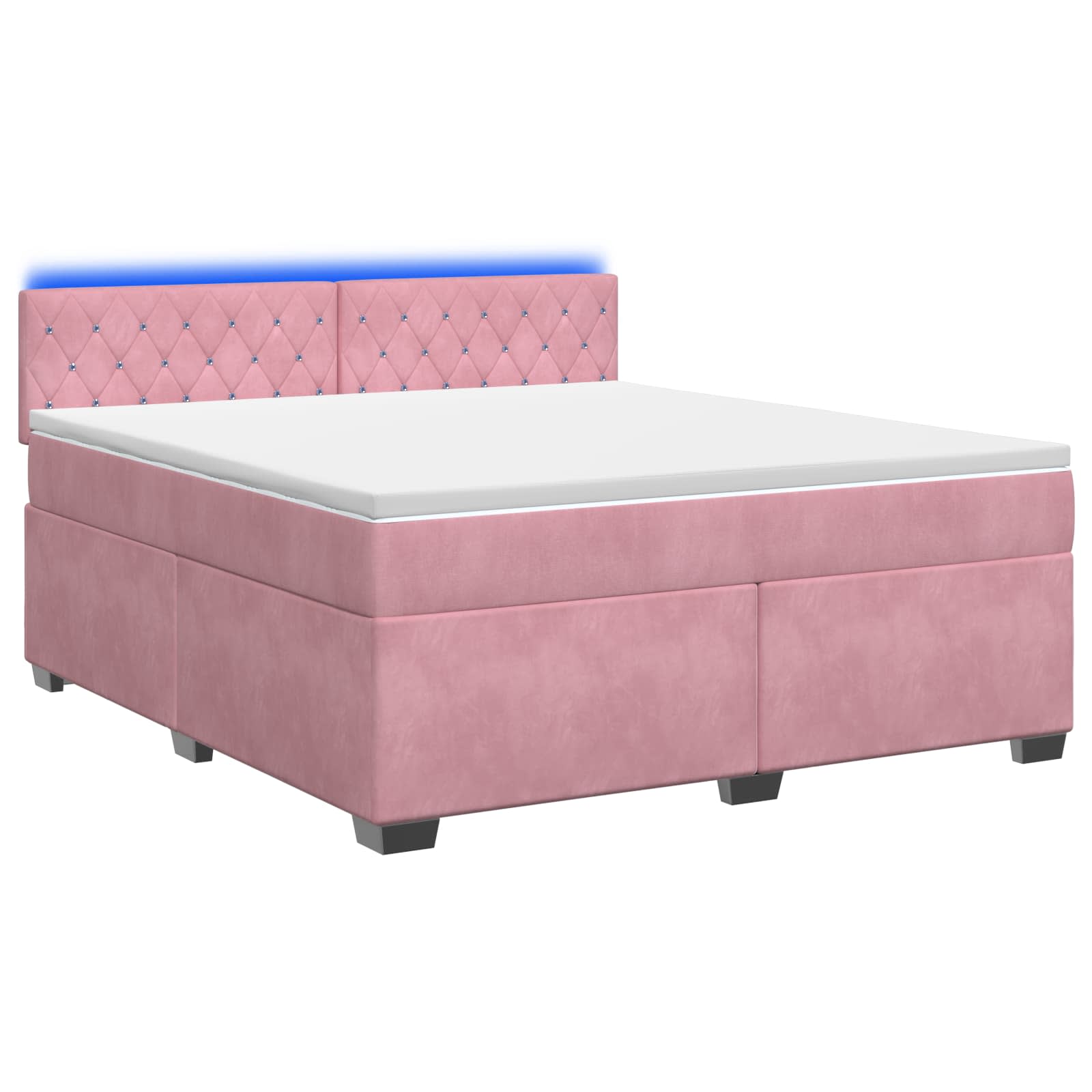 Κρεβάτι Box Spring με Στρώμα και LED Ροζ 140 x 200 cm Βελούδο