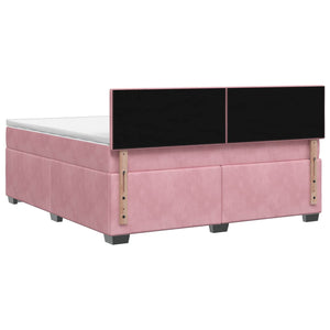 Κρεβάτι Box Spring με Στρώμα και LED Ροζ 140 x 200 cm Βελούδο - Pakobazaar