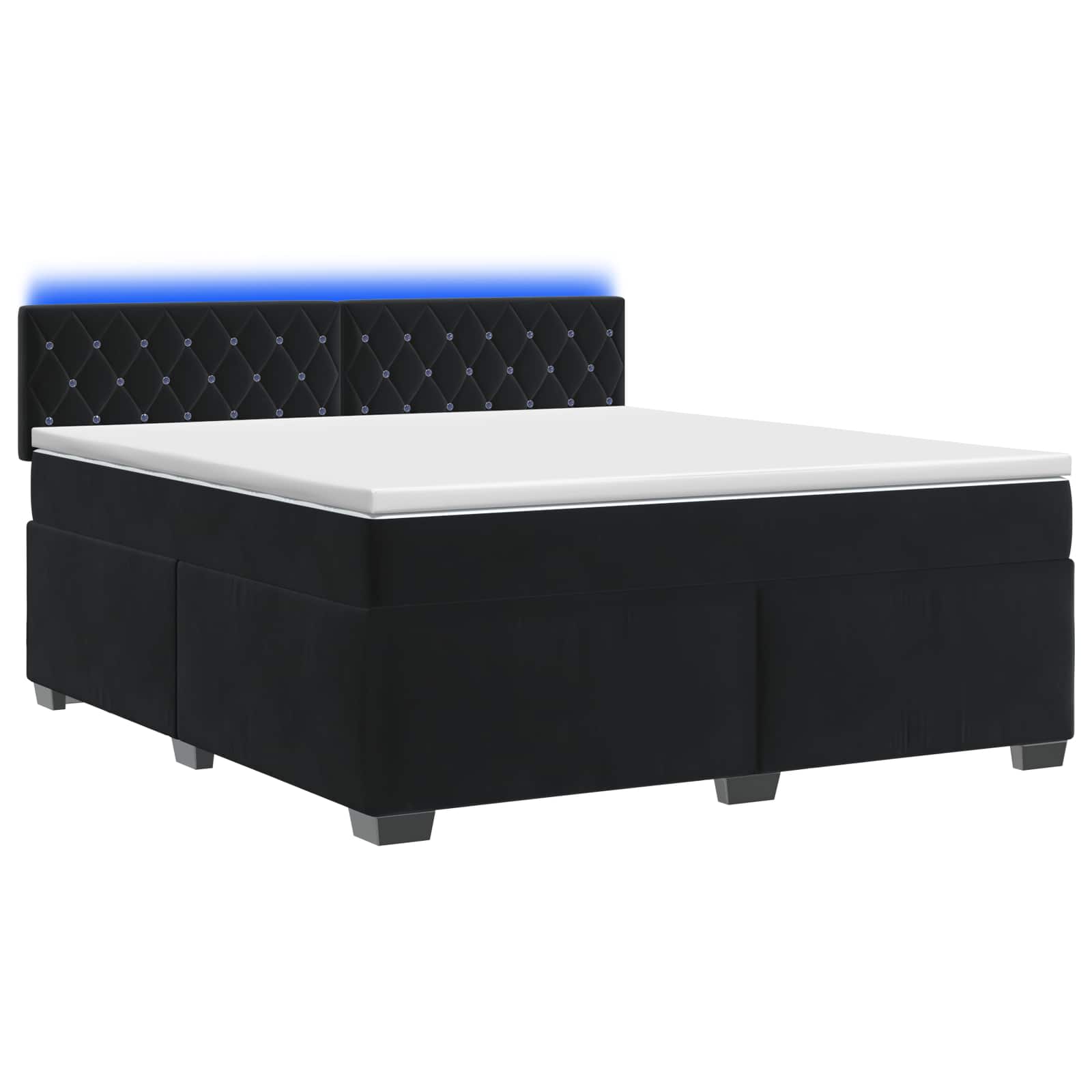 Κρεβάτι Box Spring με Στρώμα και LED Μαύρο 160 x 200 cm Βελούδο - Pakobazaar