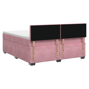 Κρεβάτι Box Spring με Στρώμα και LED Ροζ 160 x 200 cm Βελούδο - Pakobazaar