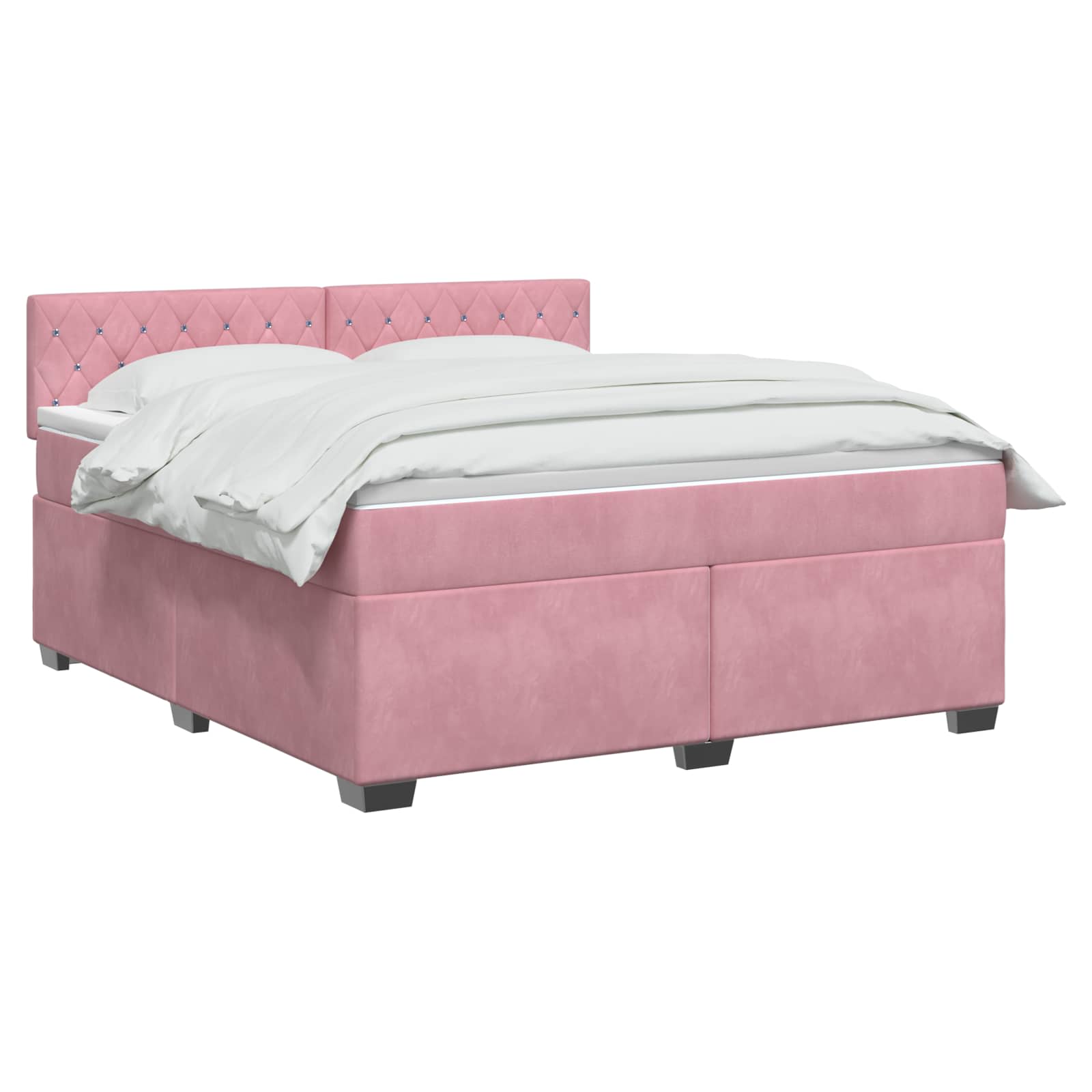 Κρεβάτι Box Spring με Στρώμα και LED Ροζ 160 x 200 cm Βελούδο - Pakobazaar
