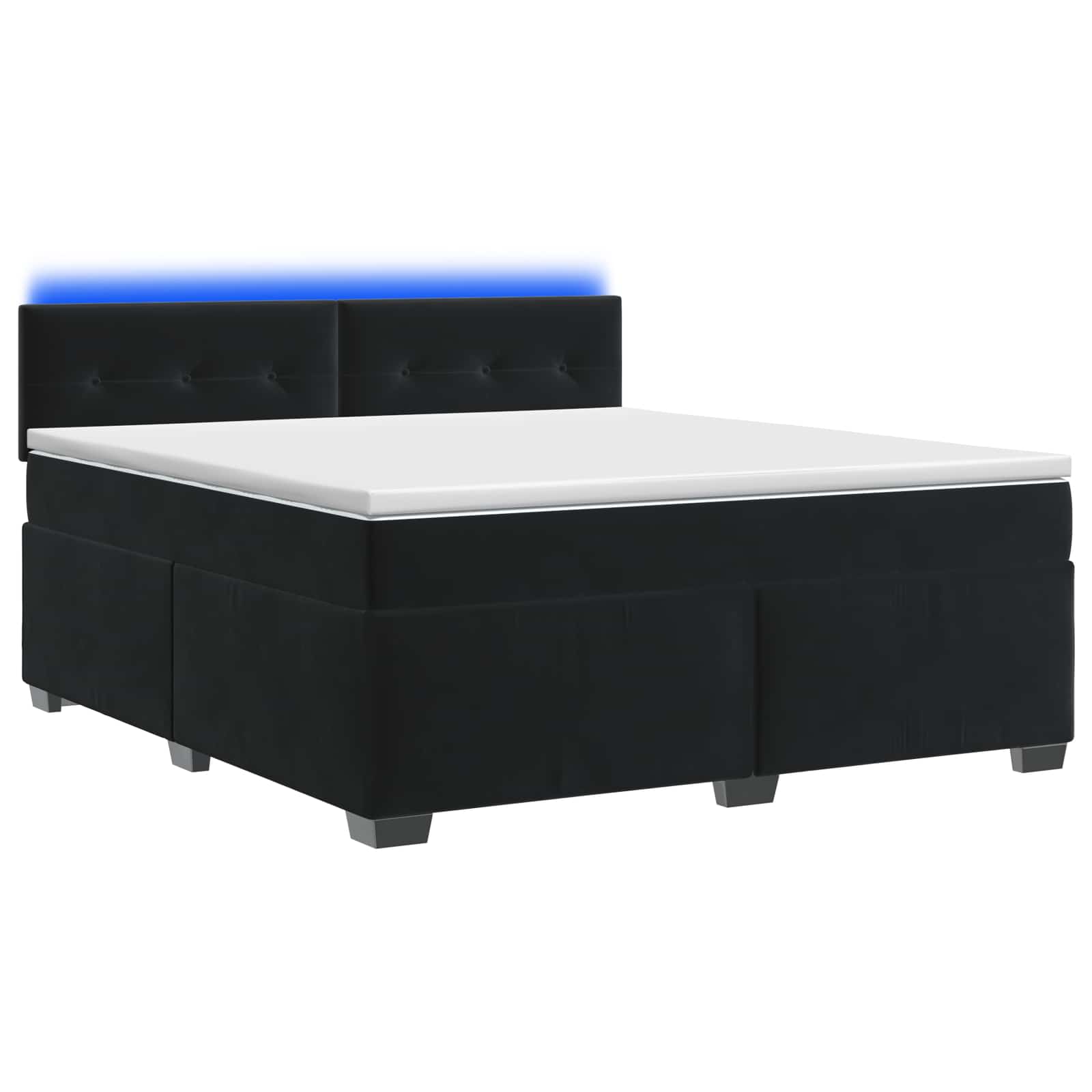 Κρεβάτι Box Spring με Στρώμα και LED Μαύρο 160 x 200 cm Βελούδο - Pakobazaar