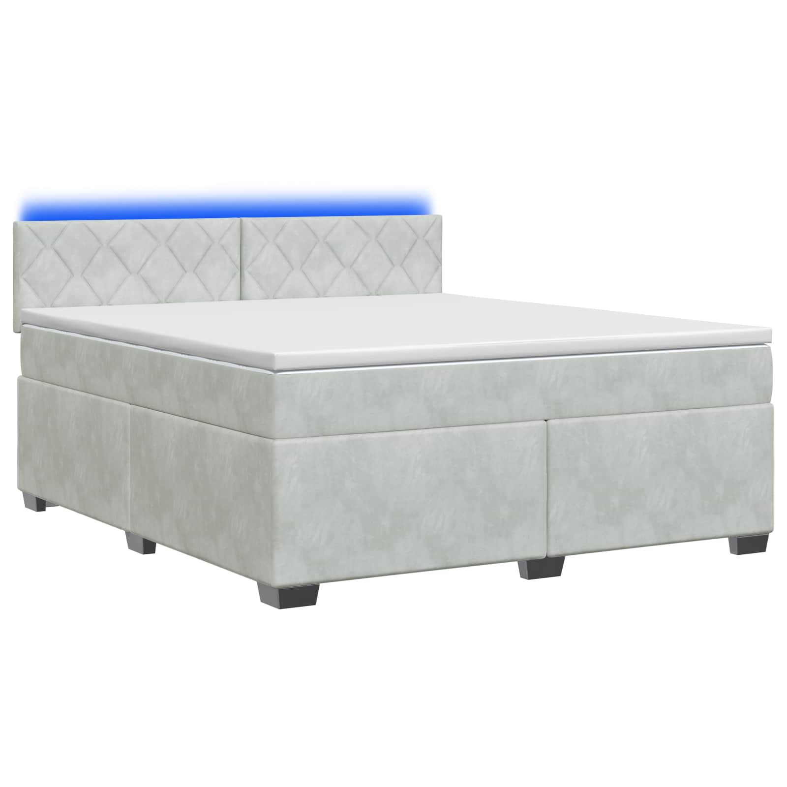 Κρεβάτι Box Spring με Στρώμα και LED Ανοιχτό γκρι 160 x 200 cm - Pakobazaar