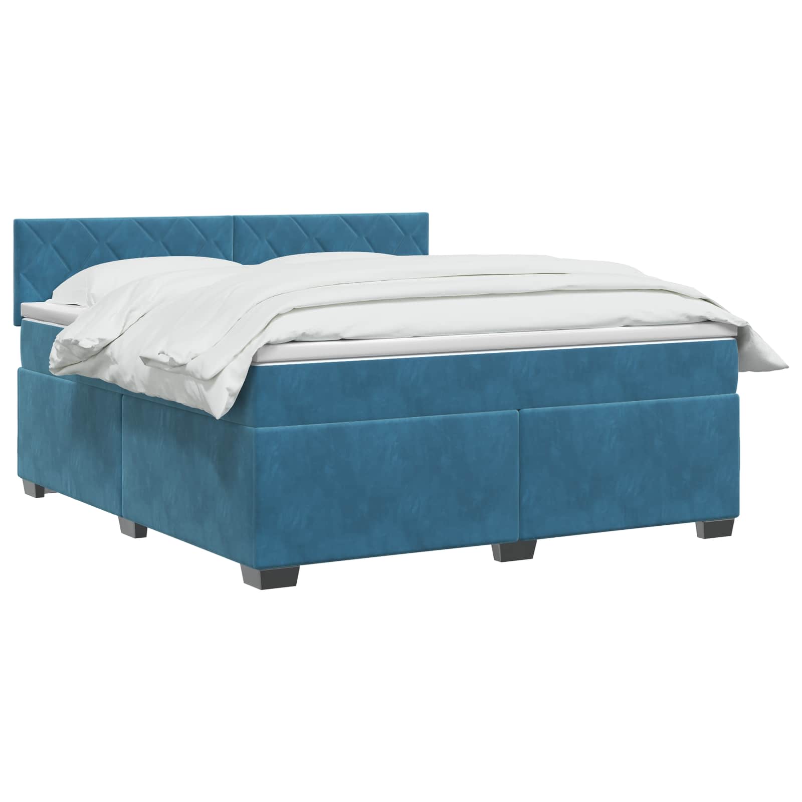 Κρεβάτι Box Spring με Στρώμα και LED Μπλε 160 x 200 cm Βελούδο