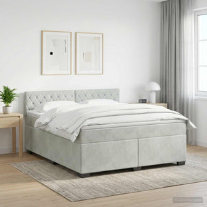 Κρεβάτι Box Spring με Στρώμα και LED Ανοιχτό γκρι 180 x 200 cm - Pakobazaar