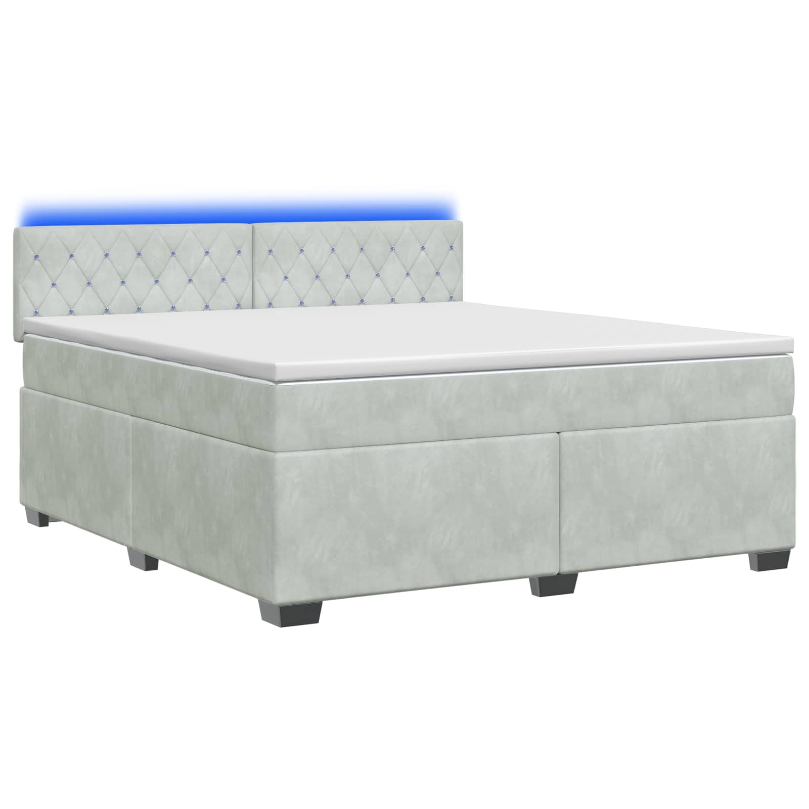 Κρεβάτι Box Spring με Στρώμα και LED Ανοιχτό γκρι 180 x 200 cm - Pakobazaar
