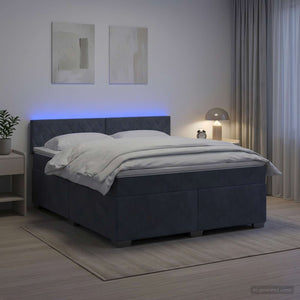 Κρεβάτι Box Spring με Στρώμα και LED Σκούρο Γκρι 180 x 200 cm - Pakobazaar