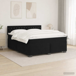 Κρεβάτι Box Spring με Στρώμα και LED Μαύρο 160 x 200 cm Βελούδο - Pakobazaar