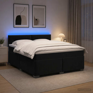 Κρεβάτι Box Spring με Στρώμα και LED Μαύρο 160 x 200 cm Βελούδο