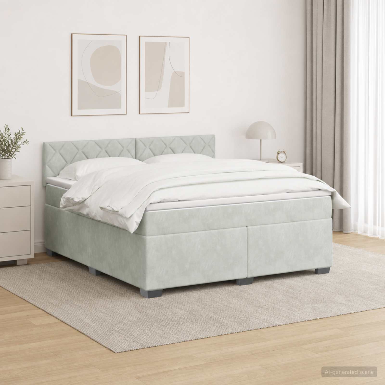 Κρεβάτι Box Spring με Στρώμα και LED Ανοιχτό γκρι 160 x 200 cm - Pakobazaar
