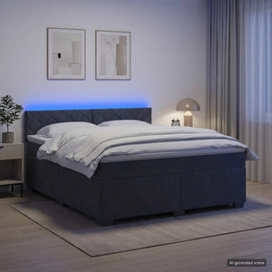Κρεβάτι Box Spring με Στρώμα και LED Σκούρο Γκρι 180 x 200 cm - Pakobazaar