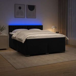 Κρεβάτι Box Spring με Στρώμα και LED Μαύρο 160 x 200 cm Βελούδο - Pakobazaar