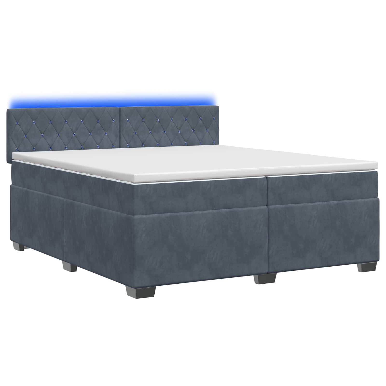Κρεβάτι Box Spring με Στρώμα και LED Σκούρο Γκρι 200 x 200 cm - Pakobazaar
