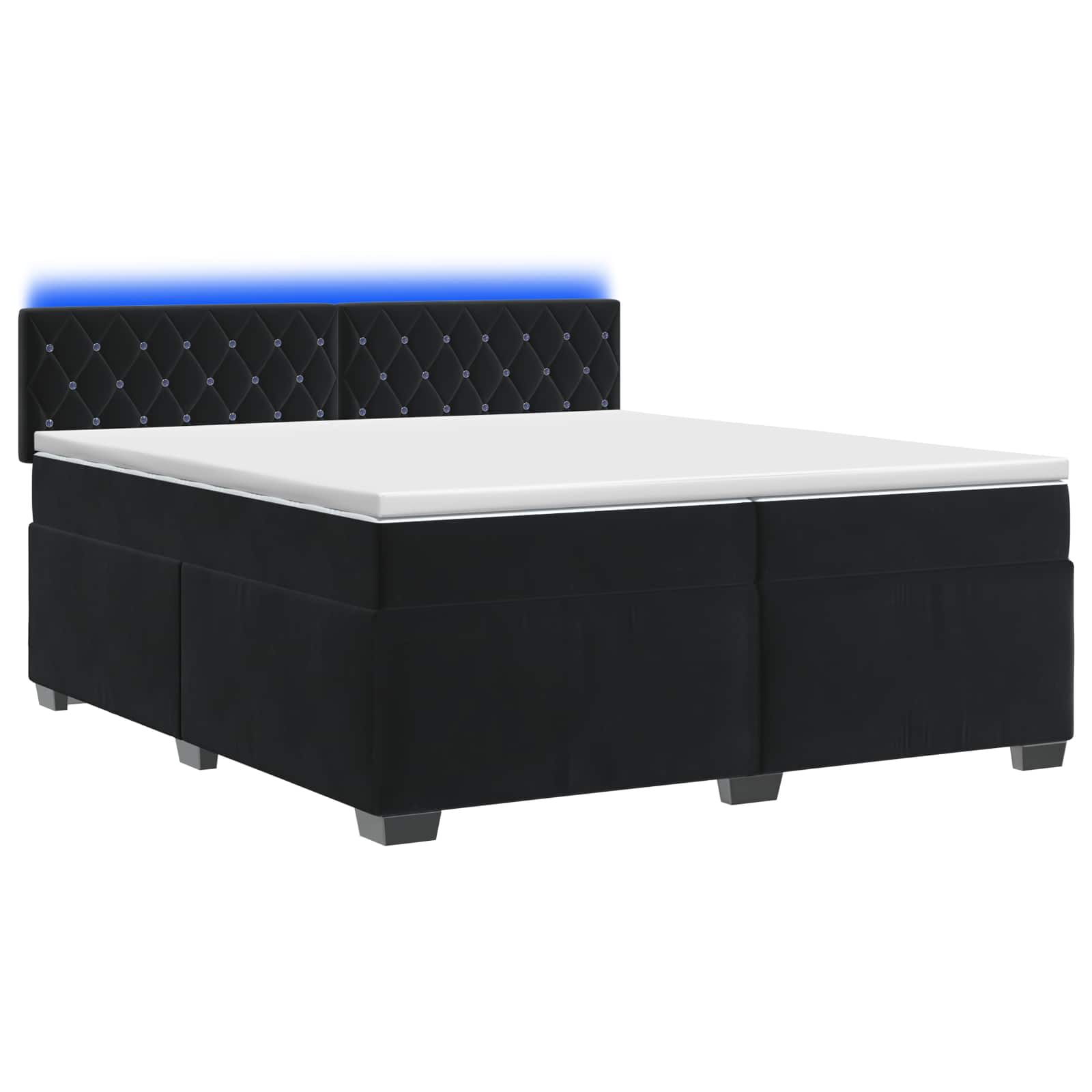 Κρεβάτι Box Spring με Στρώμα και LED Μαύρο 200 x 200 cm Βελούδο