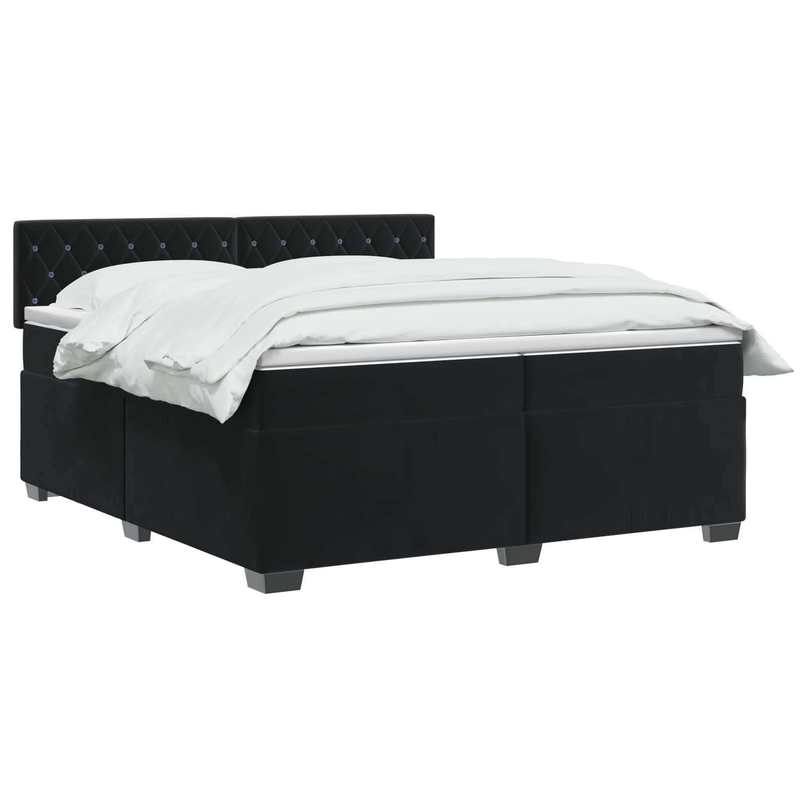 Κρεβάτι Box Spring με Στρώμα και LED Μαύρο 200 x 200 cm Βελούδο
