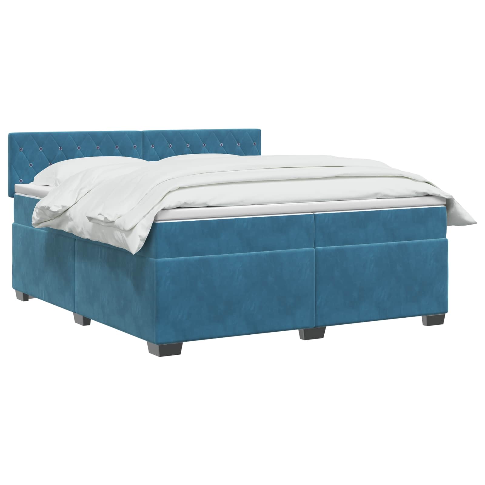 Κρεβάτι Box Spring με Στρώμα και LED Μπλε 200 x 200 cm Βελούδο - Pakobazaar
