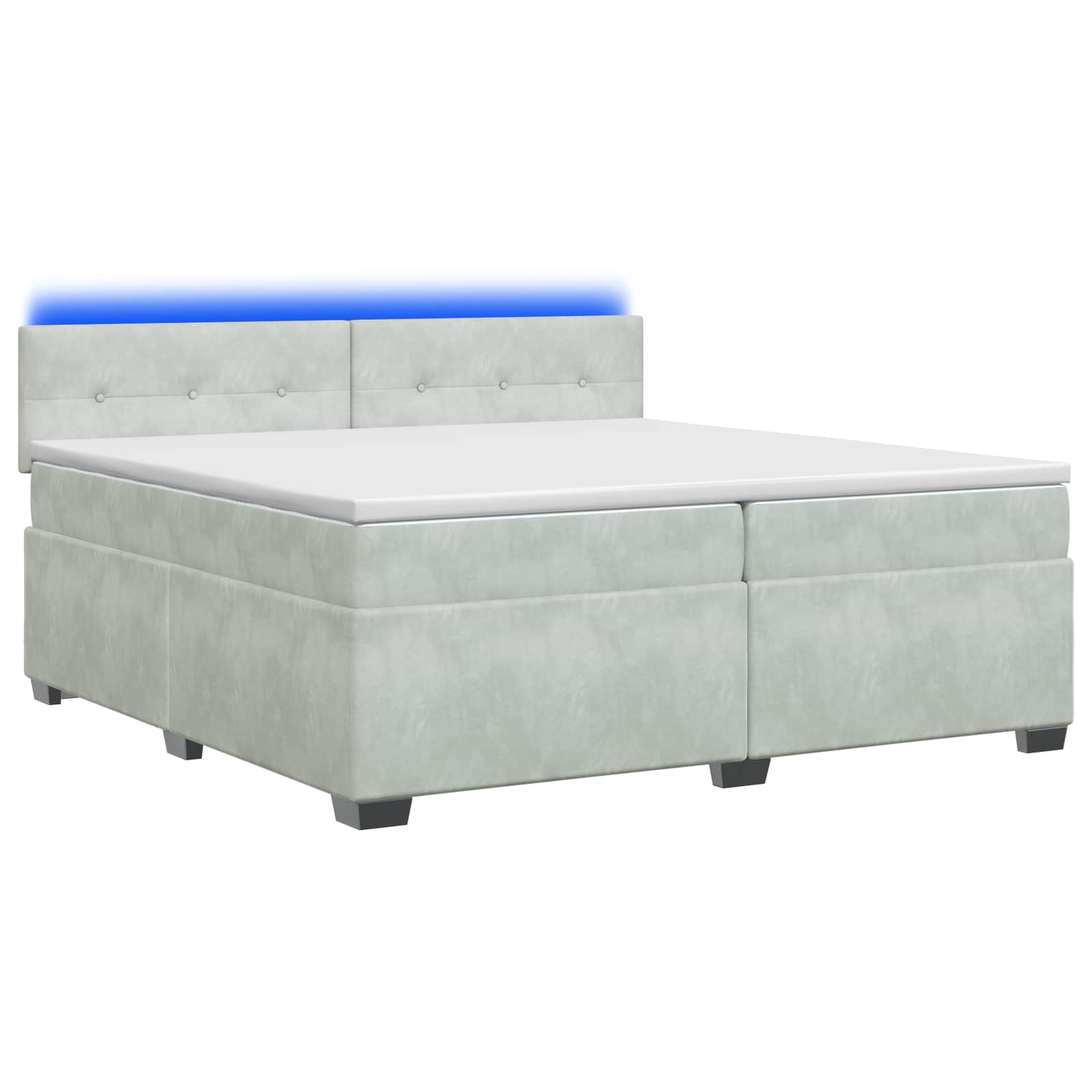 Κρεβάτι Box Spring με Στρώμα και LED Ανοιχτό γκρι 200 x 200 cm - Pakobazaar
