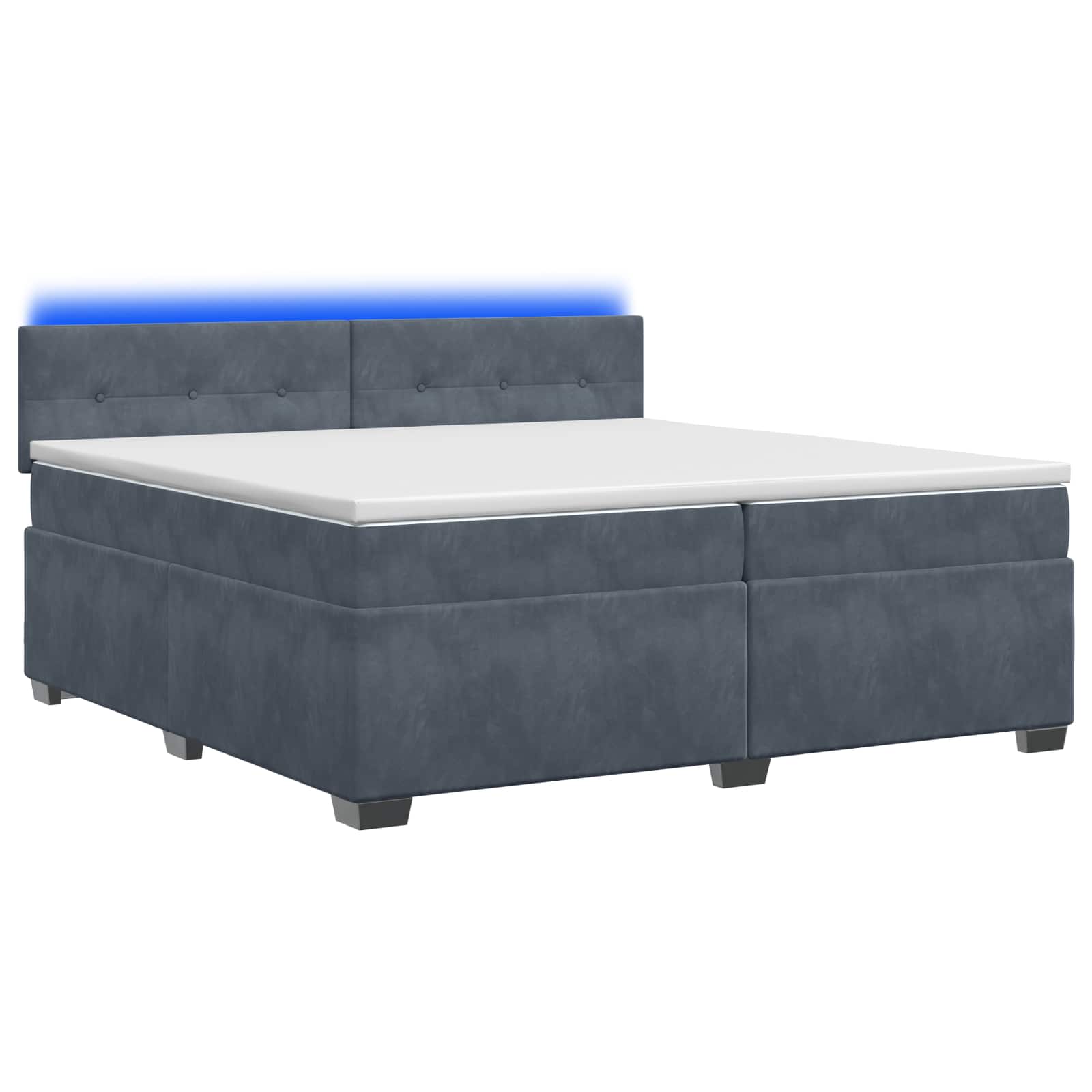 Κρεβάτι Box Spring με Στρώμα και LED Σκούρο Γκρι 200 x 200 cm - Pakobazaar