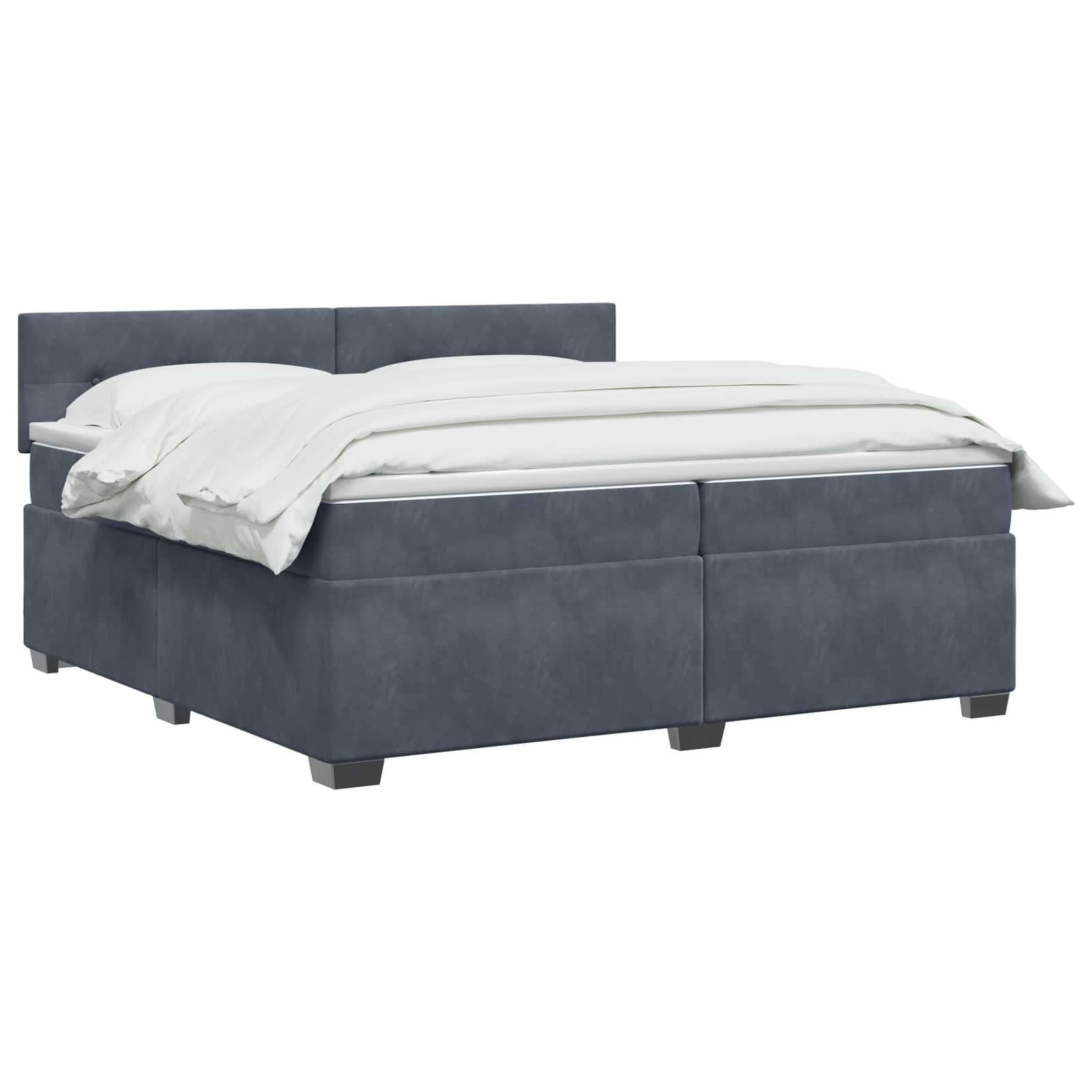Κρεβάτι Box Spring με Στρώμα και LED Σκούρο Γκρι 200 x 200 cm - Pakobazaar