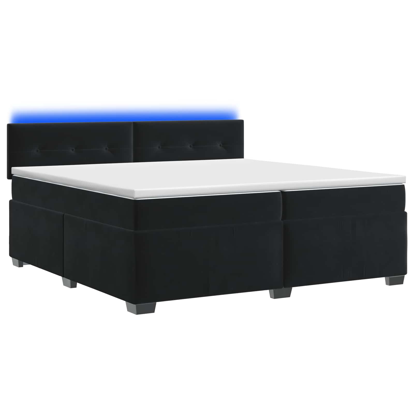 Κρεβάτι Box Spring με Στρώμα και LED Μαύρο 200 x 200 cm Βελούδο - Pakobazaar