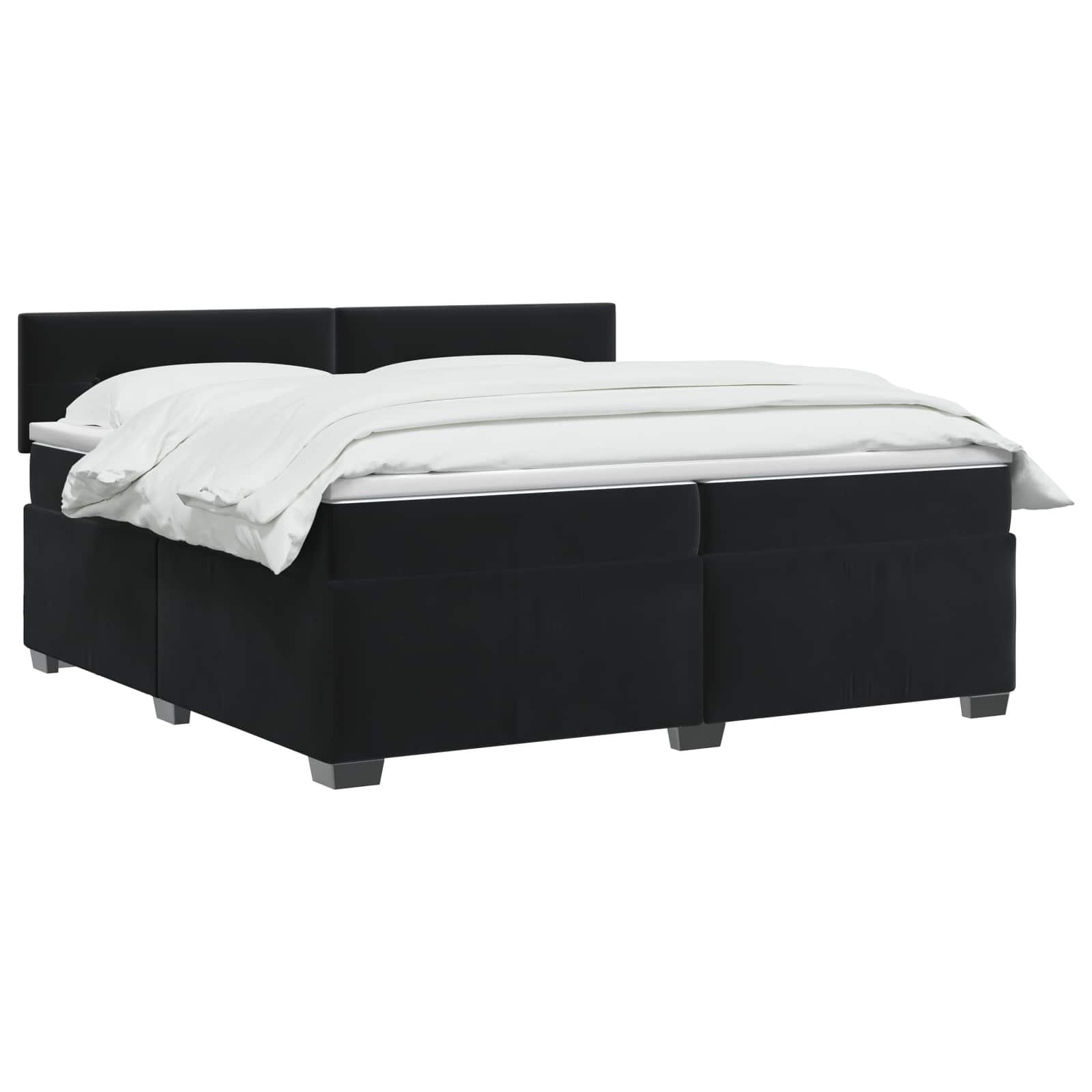 Κρεβάτι Box Spring με Στρώμα και LED Μαύρο 200 x 200 cm Βελούδο - Pakobazaar