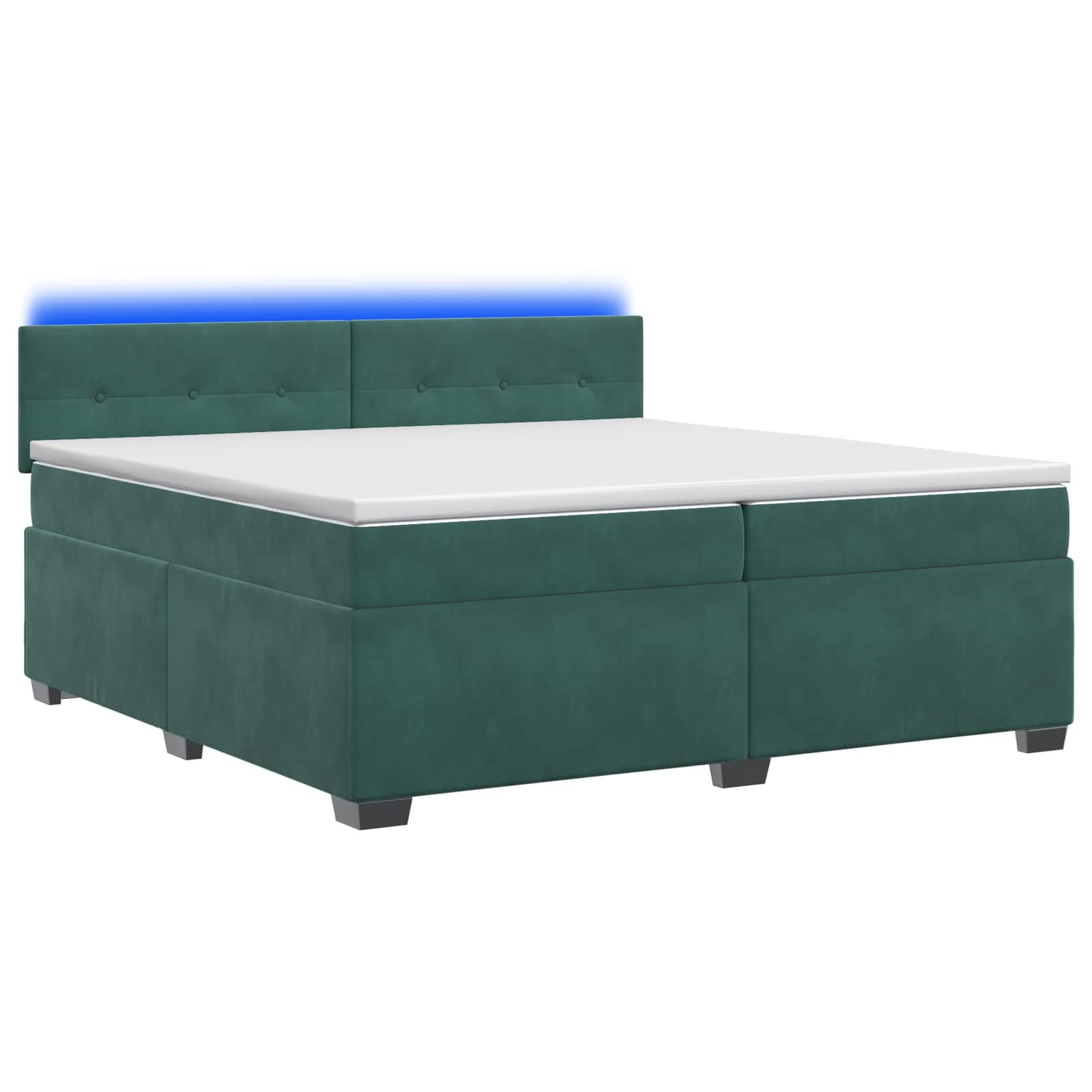 Κρεβάτι Box Spring με Στρώμα και LED Σκούρο Πράσινο Βελούδο - Pakobazaar