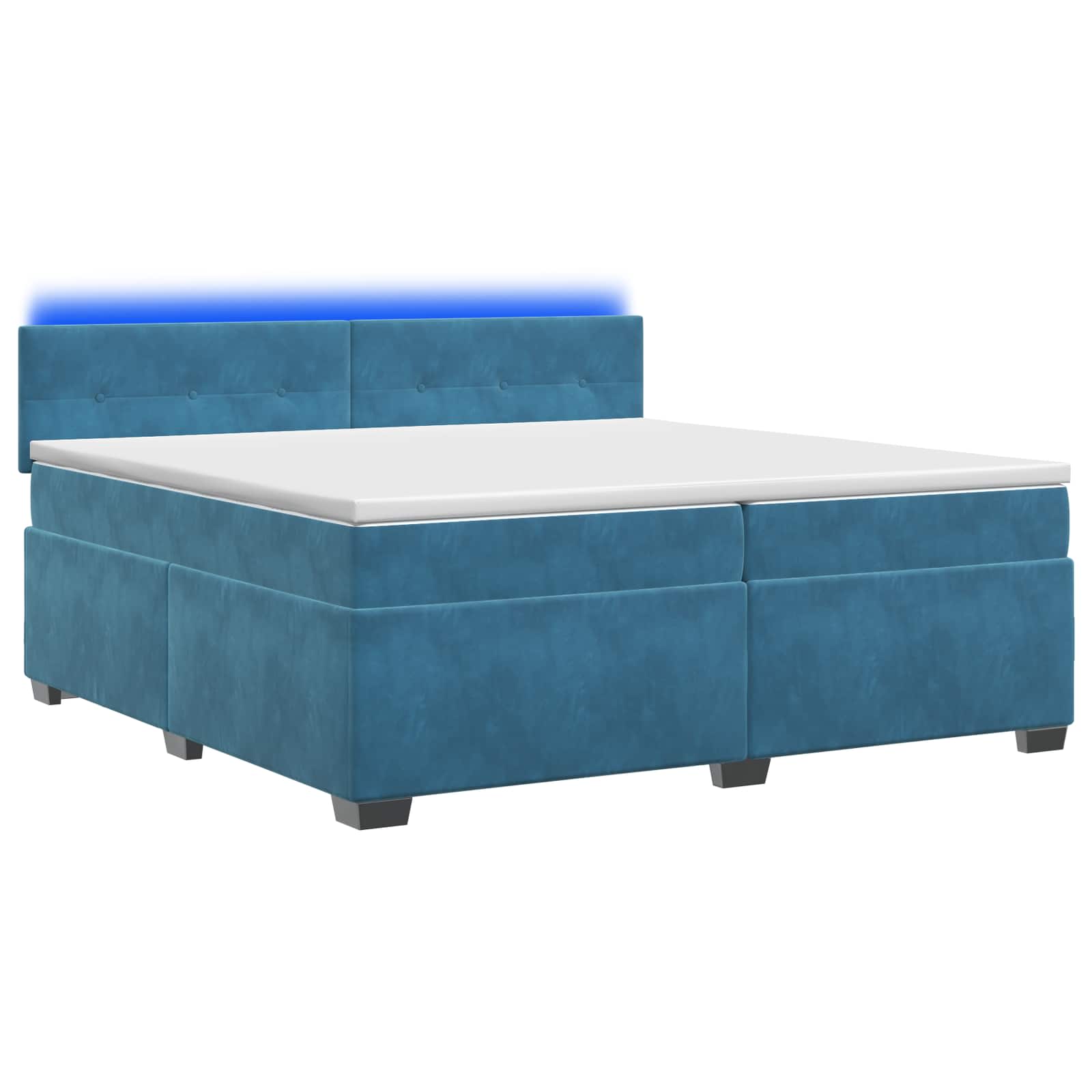 Κρεβάτι Box Spring με Στρώμα και LED Μπλε 200 x 200 cm Βελούδο - Pakobazaar