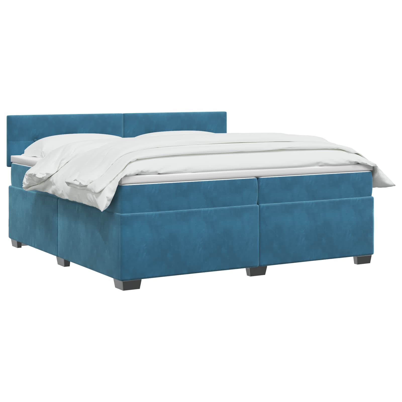 Κρεβάτι Box Spring με Στρώμα και LED Μπλε 200 x 200 cm Βελούδο - Pakobazaar