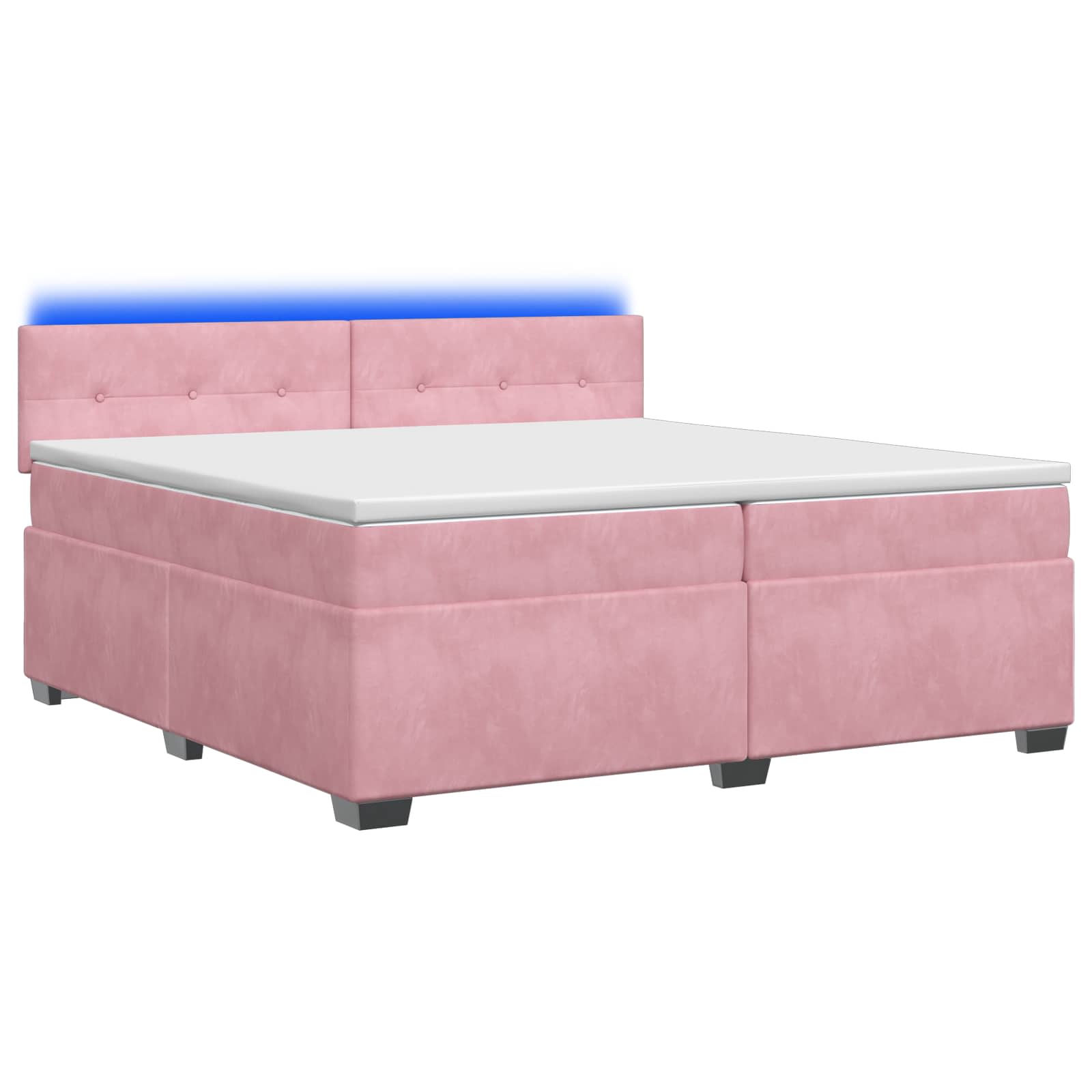 Κρεβάτι Box Spring με Στρώμα και LED Ροζ 200 x 200 cm Βελούδο - Pakobazaar
