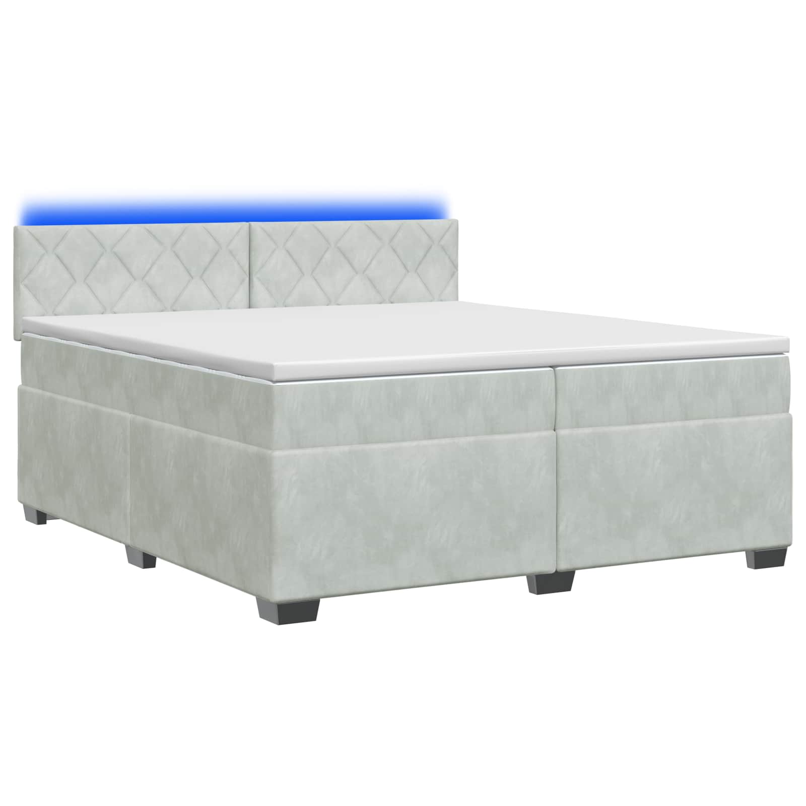 Κρεβάτι Box Spring με Στρώμα και LED Ανοιχτό γκρι 200 x 200 cm - Pakobazaar