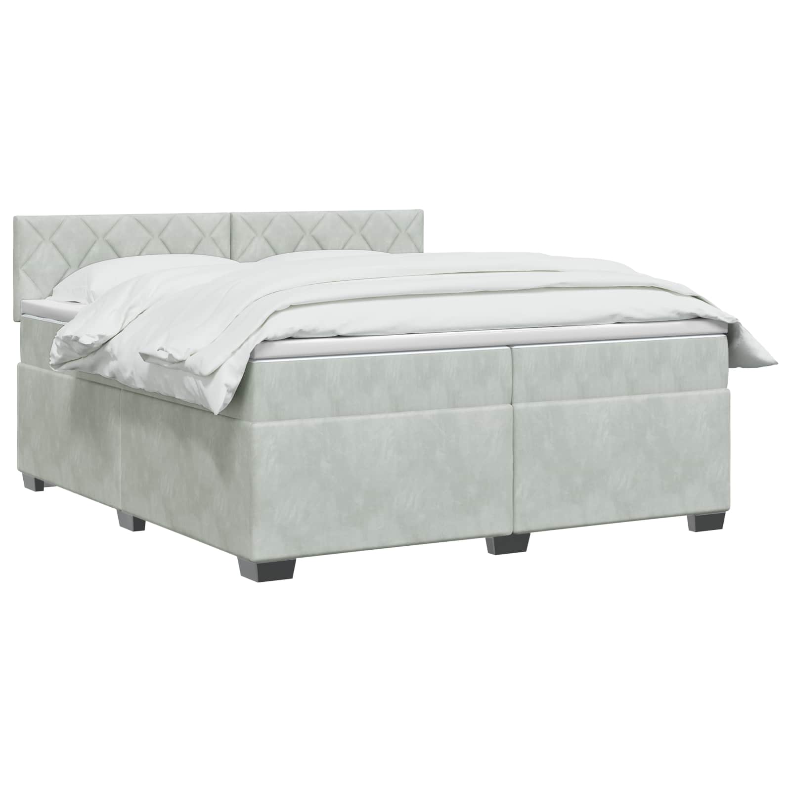 Κρεβάτι Box Spring με Στρώμα και LED Ανοιχτό γκρι 200 x 200 cm - Pakobazaar