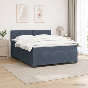 Κρεβάτι Box Spring με Στρώμα και LED Σκούρο Γκρι 200 x 200 cm