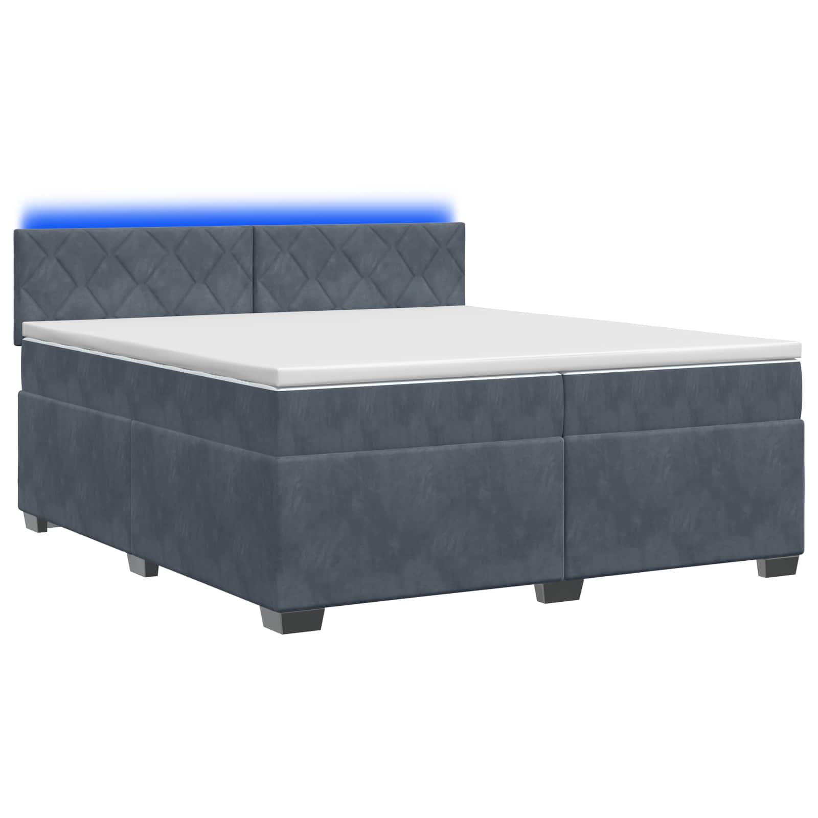 Κρεβάτι Box Spring με Στρώμα και LED Σκούρο Γκρι 200 x 200 cm