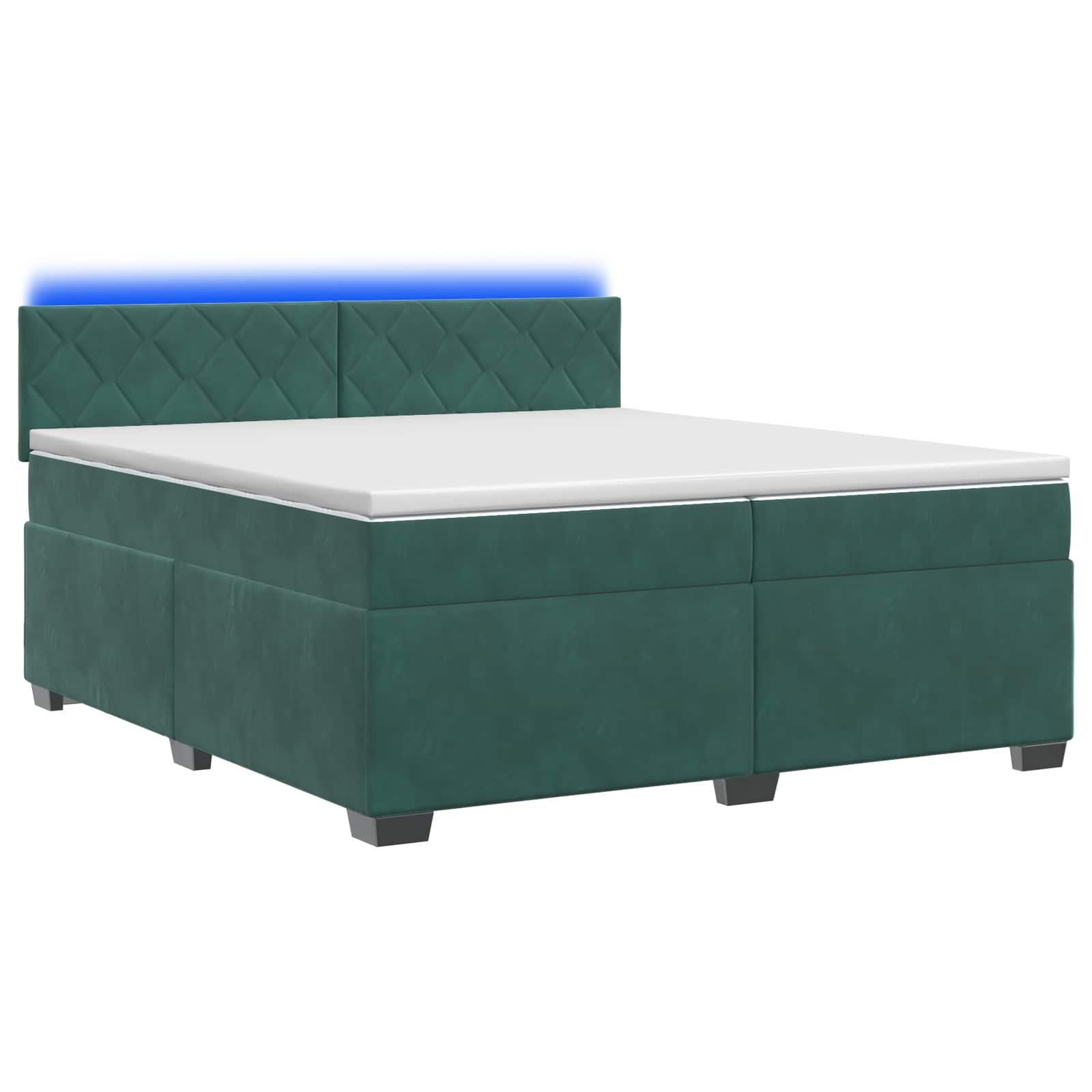 Κρεβάτι Box Spring με Στρώμα και LED Σκούρο Πράσινο Βελούδο - Pakobazaar
