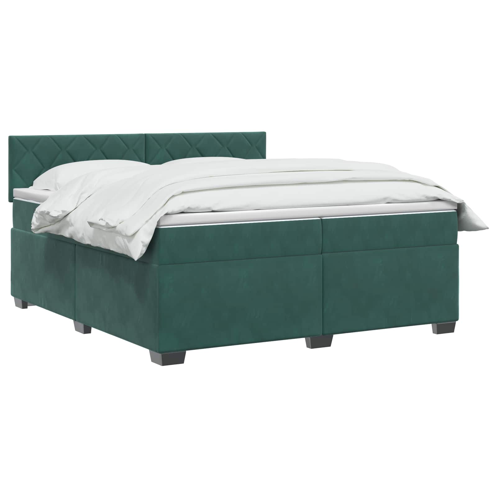 Κρεβάτι Box Spring με Στρώμα και LED Σκούρο Πράσινο Βελούδο - Pakobazaar