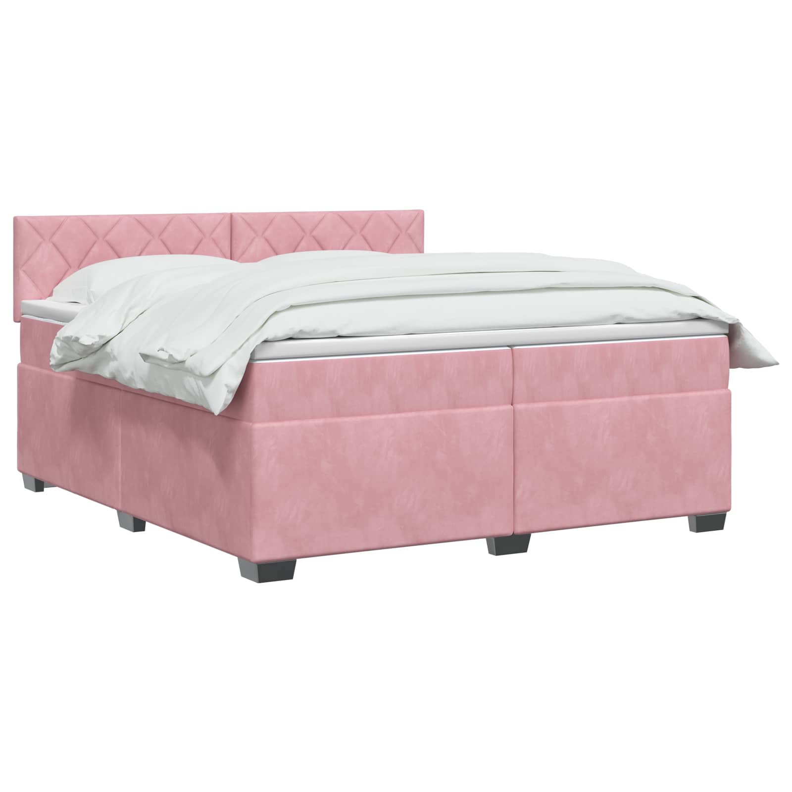 Κρεβάτι Box Spring με Στρώμα και LED Ροζ 200 x 200 cm Βελούδο - Pakobazaar
