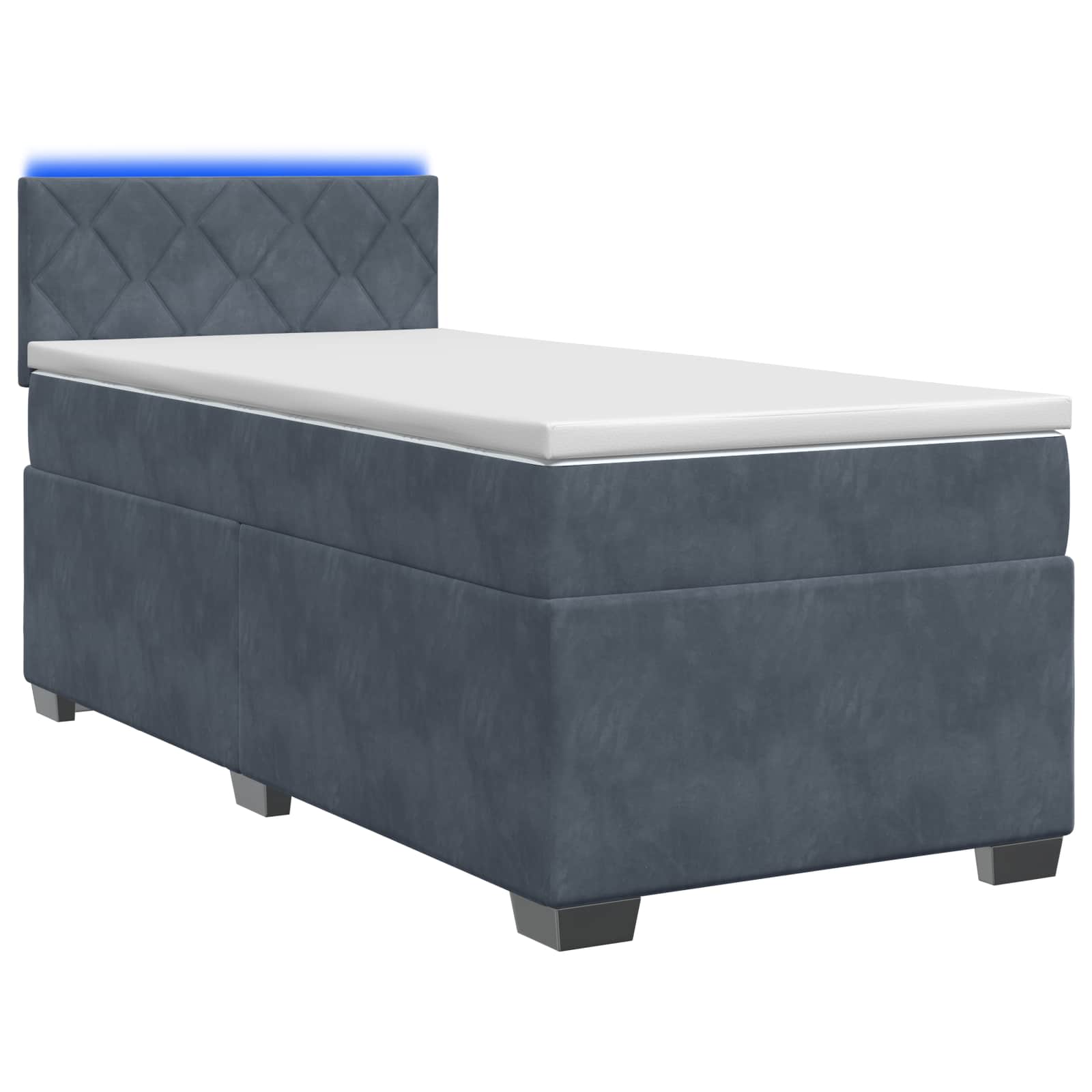 Κρεβάτι Box Spring με Στρώμα και LED Σκούρο Γκρι Μονό Βελούδο - Pakobazaar