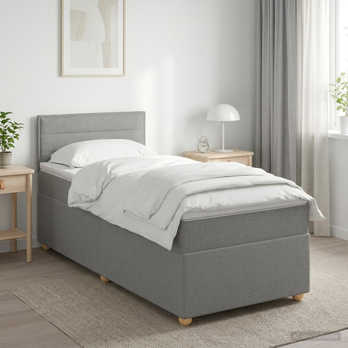 Κρεβάτι Box Spring με Στρώμα και LED Ανοιχτό γκρι 90 x 190 cm - Pakobazaar