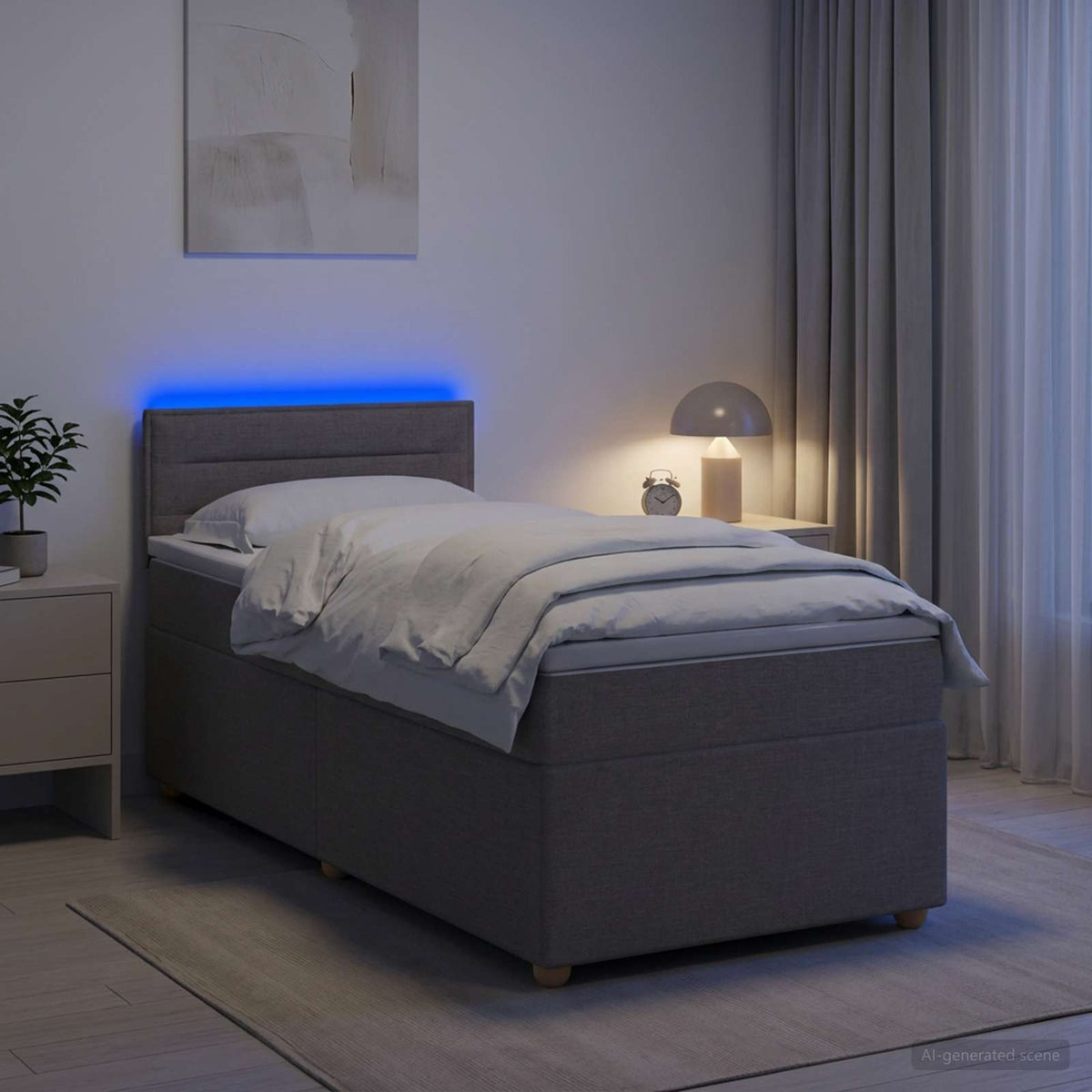 Κρεβάτι box spring με στρώμα Taupe 100 x 200 cm Ύφασμα - Pakobazaar