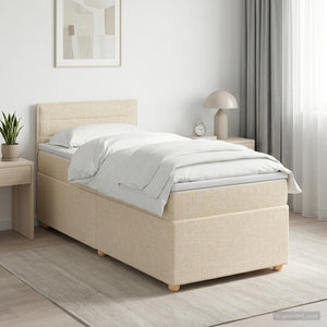 Κρεβάτι box spring με στρώμα Κρεμ 90 x 190 cm Ύφασμα