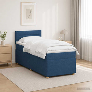 Κρεβάτι box spring με στρώμα Μπλε 80 x 200 cm Ύφασμα - Pakobazaar