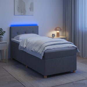 Κρεβάτι box spring με στρώμα Ανοιχτό γκρι 80 x 200 cm Ύφασμα - Pakobazaar