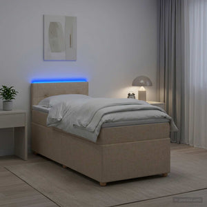 Κρεβάτι box spring με στρώμα Κρεμ 80 x 200 cm Ύφασμα - Pakobazaar