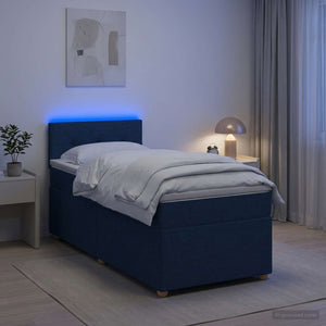 Κρεβάτι box spring με στρώμα Μπλε 100 x 200 cm Ύφασμα - Pakobazaar