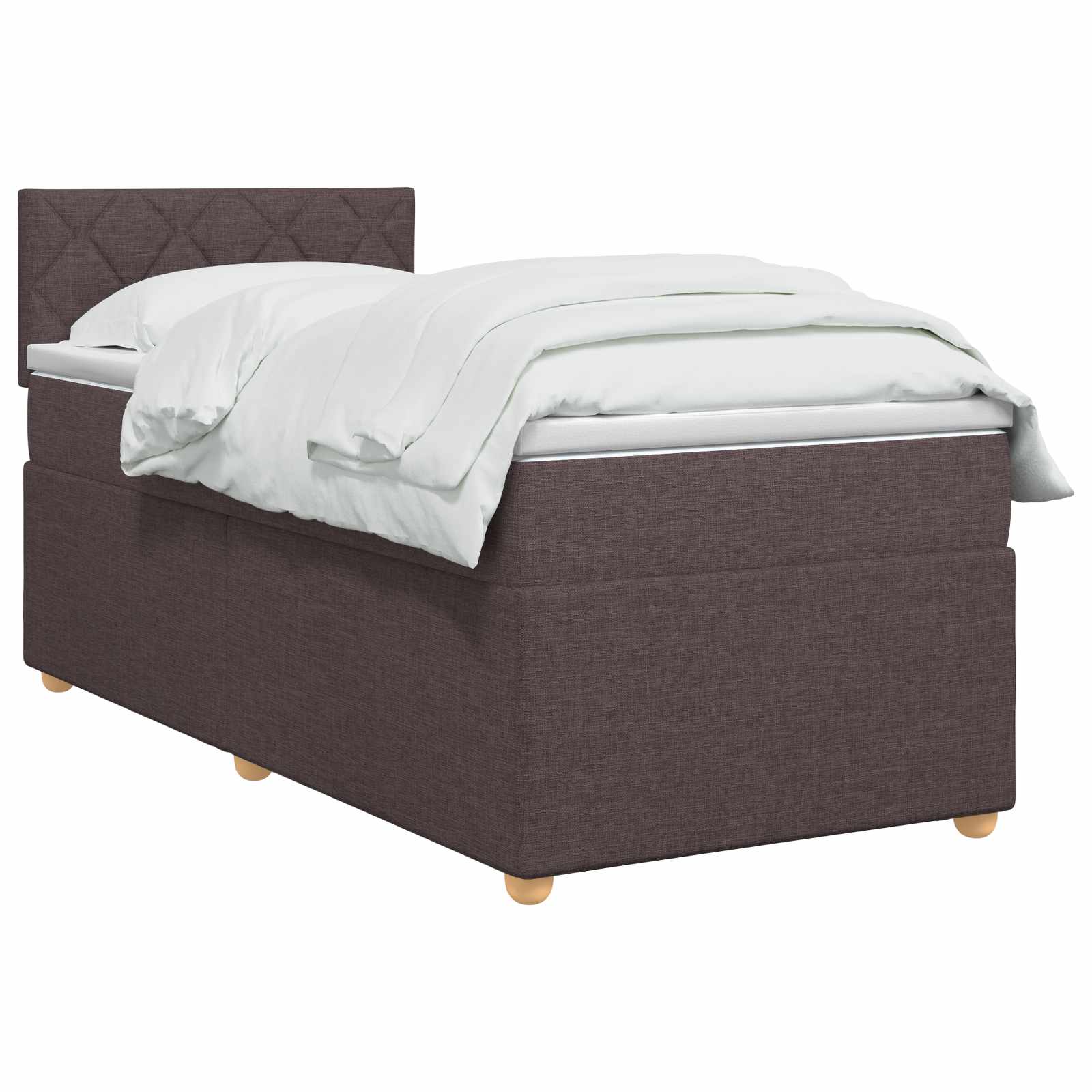 Κρεβάτι box spring με στρώμα Σκούρο Καφέ 80 x 200 cm Ύφασμα - Pakobazaar