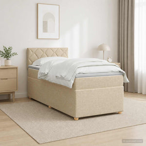 Κρεβάτι box spring με στρώμα Κρεμ 100 x 200 cm Ύφασμα - Pakobazaar