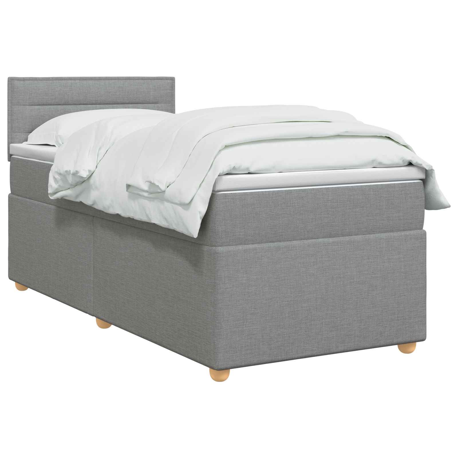Κρεβάτι box spring με στρώμα Ανοιχτό γκρι 90 x 190 cm Ύφασμα