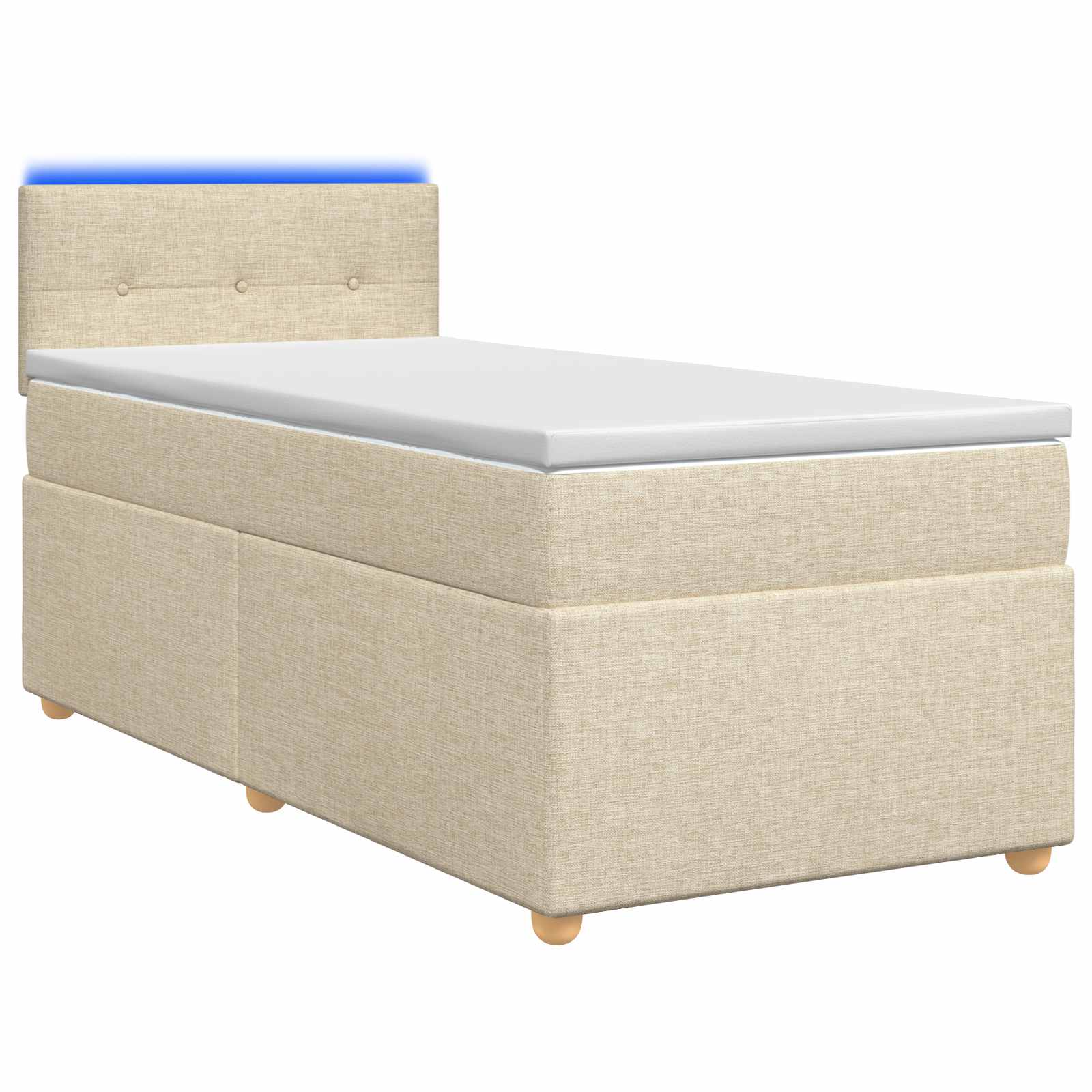 Κρεβάτι box spring με στρώμα Κρεμ 90 x 190 cm Ύφασμα - Pakobazaar