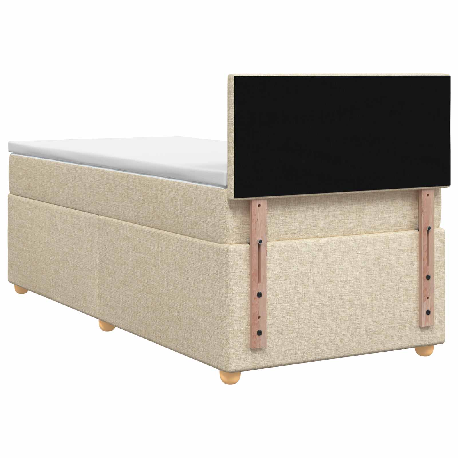 Κρεβάτι box spring με στρώμα Κρεμ 90 x 190 cm Ύφασμα - Pakobazaar