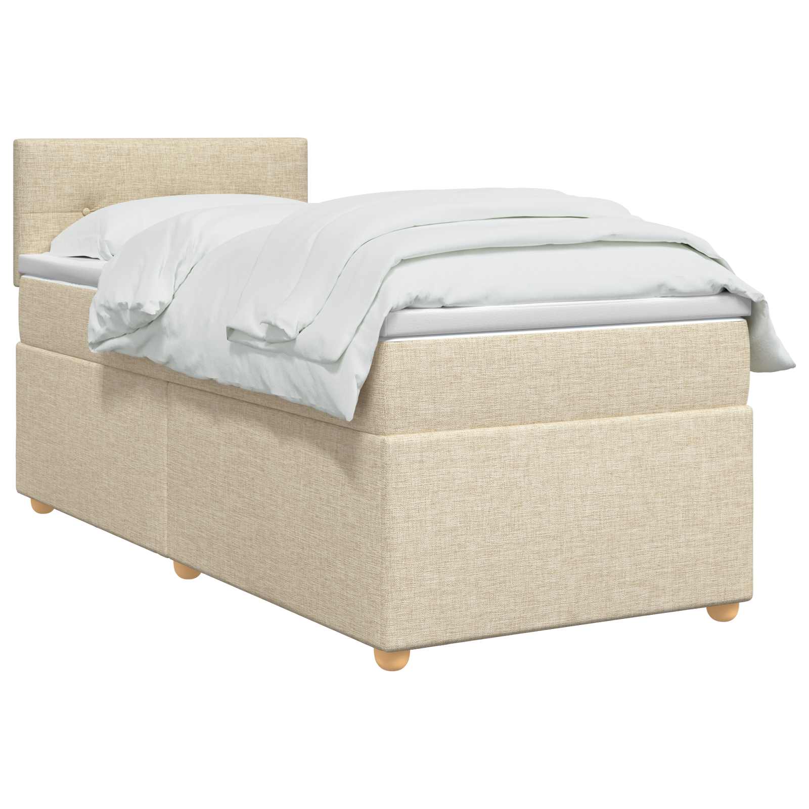 Κρεβάτι box spring με στρώμα Κρεμ 90 x 190 cm Ύφασμα - Pakobazaar